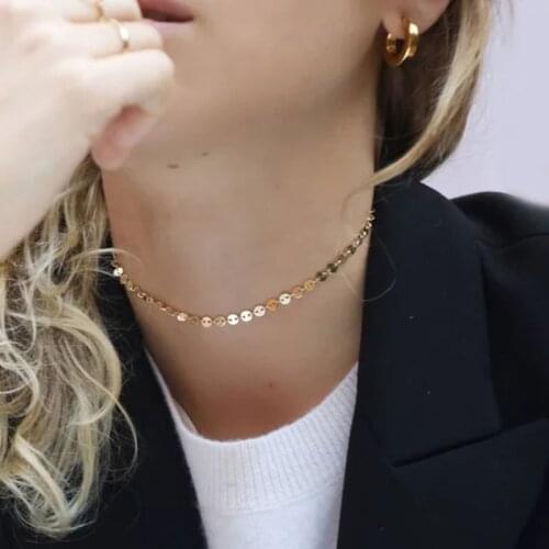 925 Silver Necklace Gold Filled Chocker Coins Disks Necklace Pendants Bijoux Collier Femme Kolye Collares Collane Boho Jewelry