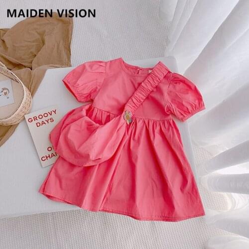 Girls' dresses 2021 new Korean Girls Dress western style baby short-sleeved summer princess dress childrens wear Send backpack