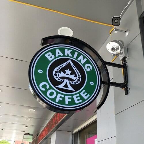 Custom European style wrought iron light box LED outdoor double-sided hanging advertising doorplate