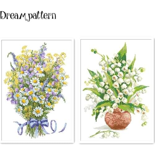 Lily of the Valley flowers cross stitch package 18ct 14ct 11ct cloth cotton thread embroidery DIY handmade needlework