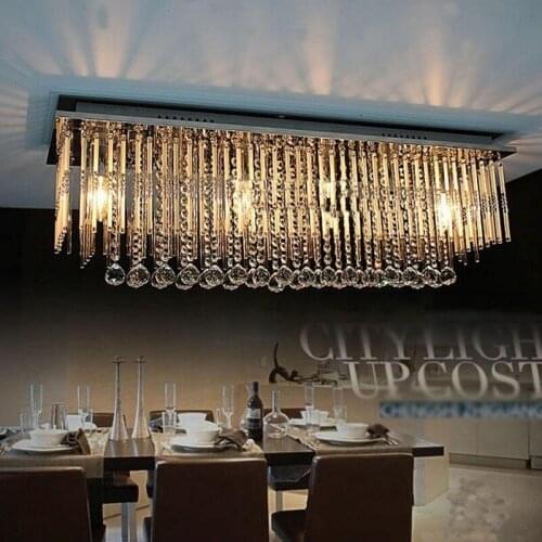 Rectangular living room dining room chandeliers European style led crystal chandeliers modern minimalist restaurant lights