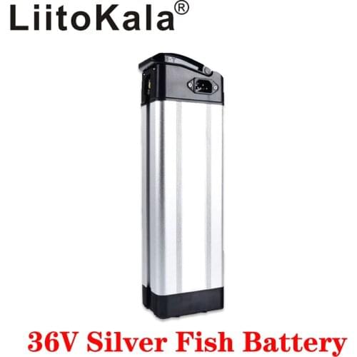 LiitoKala 36V 10ah 12ah 15ah 20ah Silver fish style Electric Bike battery 36V 500W lithium battery with Aluminum case