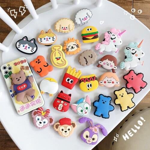 Korean style cartoon silicone mobile phone holder folding retractable personalized creative womens stand