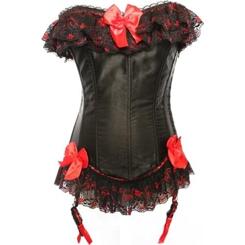 Fiber Win Red Sexy Lace Black Corset Dody Shaper Cincher Women Gothic Clothes Victorian Bustier Top Back Lacing Plus Size S-6XL