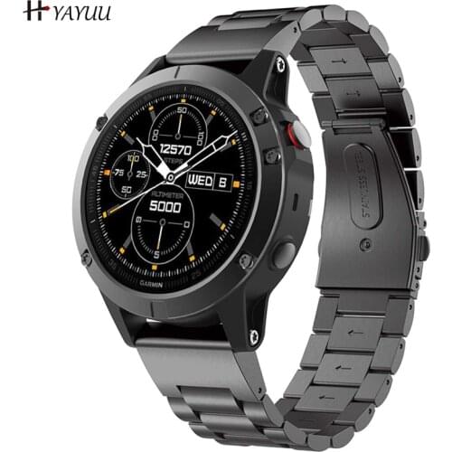 YAYUU for Fenix 5/Fenix 6 Pro Watch Band Quick Fit Stainless Steel Metal Watch Strap for Garmin Fenix 5 Plus,Forerunner 935/945