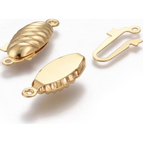 10Set 304 Stainless Steel Box Clasps Oval Multi-Strand Clasps for Jewelry Making Crafts Accessories Findings 21x8x5mm