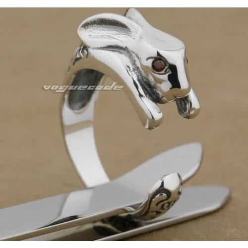 925 Sterling Silver Rings for women Rabbit Red CZ Eyes Fashion Ring 9K003 Free Size 4~6