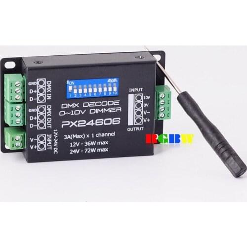 10pcs PX24606 DC12V 24V 6A DMX512/1990 Decoder Controller for Single Channel LED Strip fast shipping