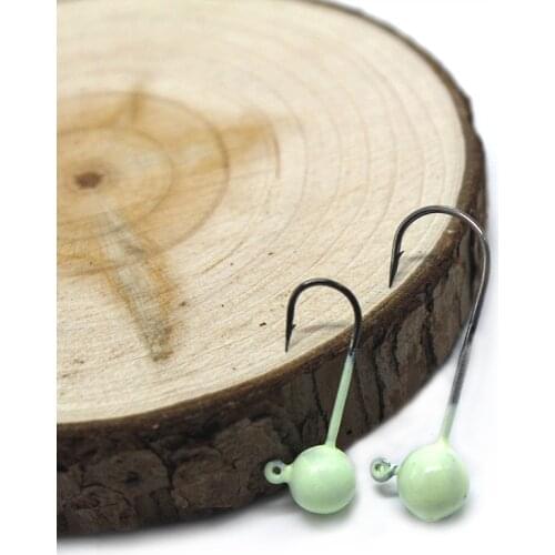 10Pcs/Lot Round JIG Head Hooks 1.5g/2g/3g Luminous Fishing Hook Soft Worm Jig Lure Hook Jig Head Fishing Tackle Hooks Peche