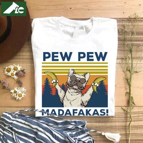 100% Cotton PEW PEW DOG T shirts Women Loose Graphic Aesthetic Tees kawaii unisex vintage t shirt pew pew men anime clothes 3xl