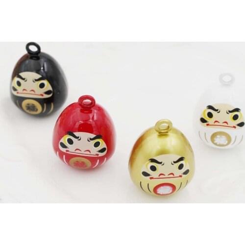 2pcs Japanese Daruma Sakura Doll Wishing Jingle Bells Good Luck Close Charms Pendant Accessories Jewelry Craft Findings