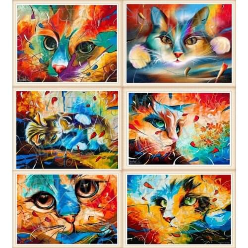 2019 5D DIY Diamond Painting full square/round Colorful Cat animal Embroidery Cross Stitch Kit Home decoration art gift Gift