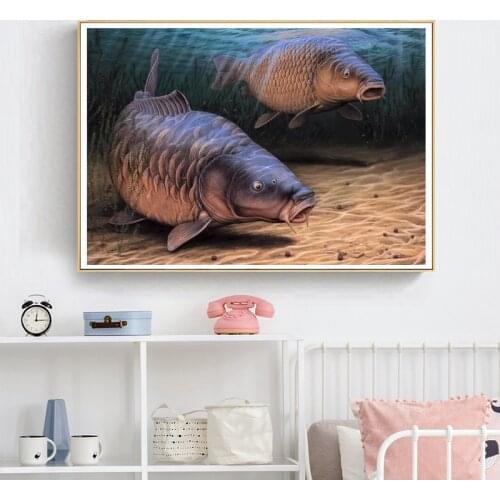 5D DIY Diamond Painting Animal Cross Stitch Kit Full Square/Round Diamond Embroidery Fish Rhinestone Mosaic Decoration Picture