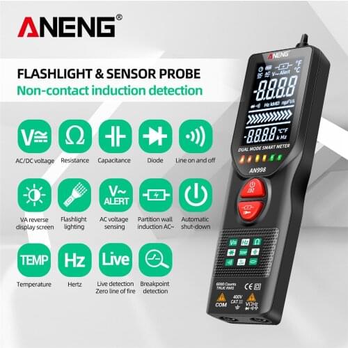 ANENG AN998 Automatic Digital 6000 Counts Professional Multimeter Eletric Auto Ranging AC/DC Voltmeter Temp Ohm Hz Detector Tool