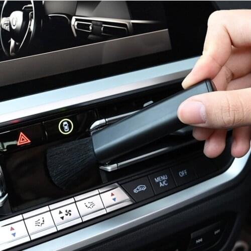 9x2cm Automobile Telescopic Cleaning Brush Air Conditioner Computer Cleaning Brush Telescopic Keyboard Plastic Handle Wool Brush