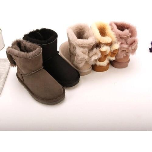 New Warm 2020 New Real Sheepskin Handmade Waterproof Girls Boots Winter Fur Warm Kids Snow Boots For Girls Brand Children Shoes