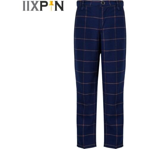 2021 Boys Pants Kids Plaid Pants Flower Boys Long Pants Wedding Party School Wear Clothes for Teenagers Childrens Clothing