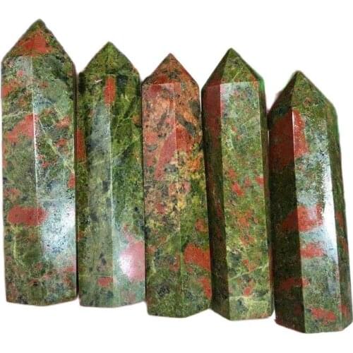 Healing crystals gemstone natural quartz green unakite crystal point wands for home decoration