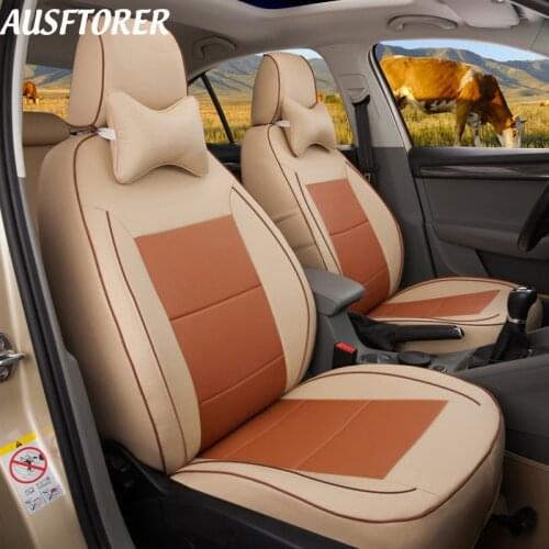 AUSFTORER Real Leather Covers Seat Car for Ford Focus 2 3 MK2 Seat Cover Cowhide Seat Cushion Cars Interior Accessories Styling