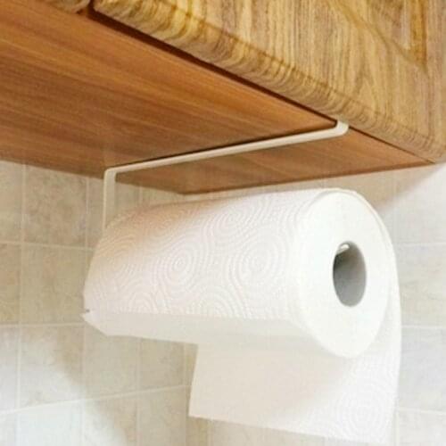 Paper Roll Holder Iron Paint Hang Towel Tissue Preservative Film Rack Kitchen Bathroom Toilet Wardrobe Door Hook Holder