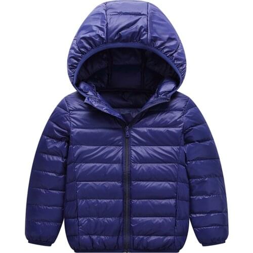 Early winter new childrens lightweight warm down jacket boy girl baby hooded easy to fold white duck down childrens jacket