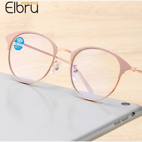 Elbru 2021 New Anti Blue Light Reading Glasses Retro Fashion Ultralight Metal Frame Clear Presbyopic Spectacles Diopters 1.0 4.0