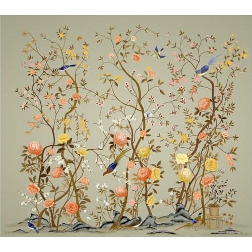 TV background wallpapers modern large mural modern Chinese living room bedroom wallpaper 3d video wall flowers bird forest