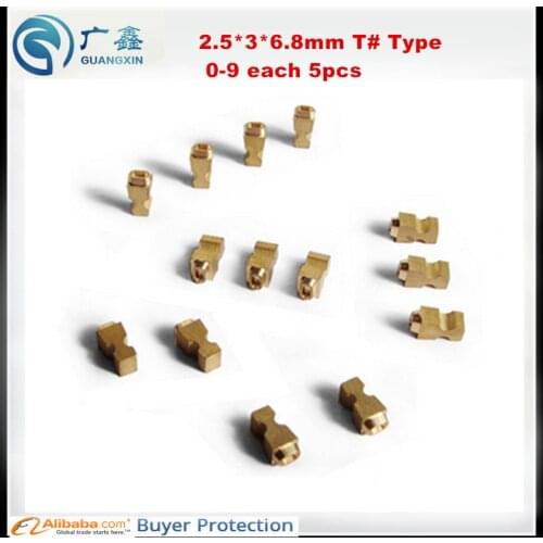 Freeshipping 2.5*3.5*6.8MM T type hot stamping letters MY-380 coding machine stamping letters ,copper letters for stamping 0-9
