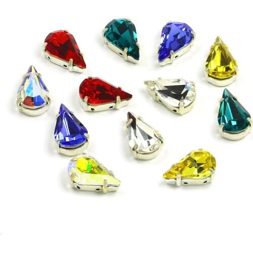 Teardrop Crystal Fancy Stone Flatback Sew On Crystal K9 Glass Sewing Rhinestone With Claw Gems Strass For Clothes DIY Craft