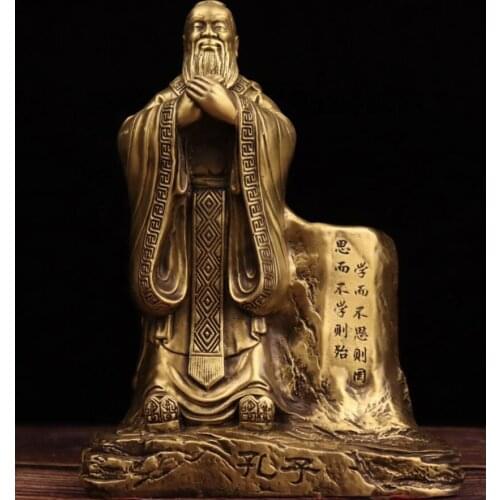 China seiko brass Confucius Pen holder crafts statue