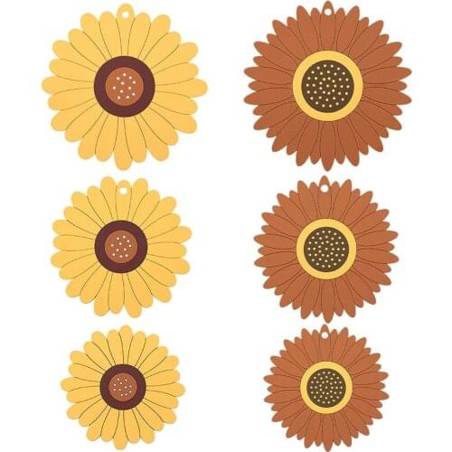 Creative Sunflower Round Soft PVC Coasters Bowl Pad Insulation Placemats Table Padding Cup Mats Kitchen Decoration Accessories