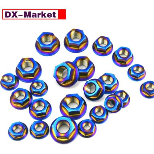 M6 m8 m10 m12 m14 m16 m18 titanium flange nuts,Gr5 Titanium Alloy Fine pitch flange nut , TC4 burning blue Titanium nut ,E003