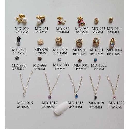 3D 10pcs/bag Different Metal Drop Bow Leaf Drop Rhinestone Chain Rhinestone Deco Nail Decoration Metal Shinny Deco 2