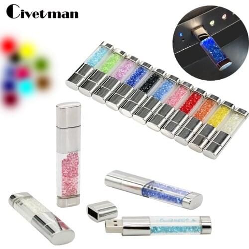 Fashion Crystal USB Flash Drive 128G Pen Drive 8GB 16GB 32GB 64GB 256GB Pendrive Jewelry Diamond USB 2.0 Flash Memory Stick Disk