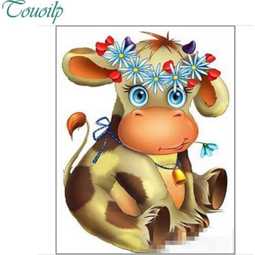 Mosaic Needlework 5D Diy Diamond Painting Cartoon Animal Cow Cross Stitch Square Rhinestone Drill 3D Diamond Embroidery Patch