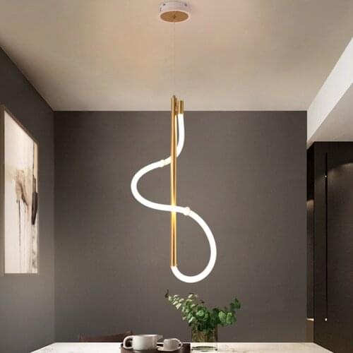 Nordic 360° LED Strip Pendant Lights Postmodern Office Line Designer Lighting Bedroom Living Room Restaurant Bar Hang lamp