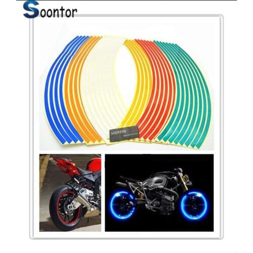 New 2018 Strips Motorcycle motorcross Wheel Sticker Reflective Decal Rim Tape Bike for Kawasaki NINJA 250 SUZUKI RM85 RM125 250