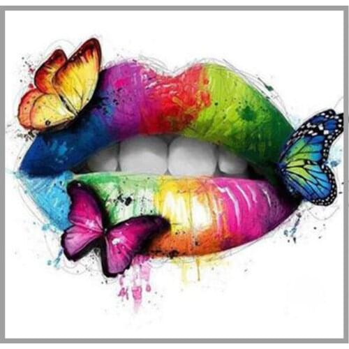 New Arrivals 5D Diamond Painting Lip Full Square/round Diamond Mosaic Butterfly Diamond Embroidery Cross Stitch Wall Sticker