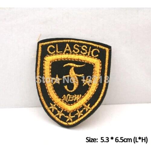Wholesale fashion DIY Sew on embroidery patches labels gold thread on felt free shipping LB-038
