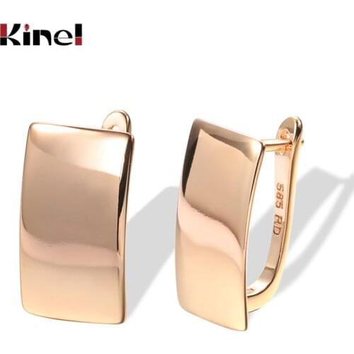Kinel Hot Fashion Glossy Dangle Earrings 585 Rose Gold Simple Square Earrings For Women High Quality Daily Fine Jewelry