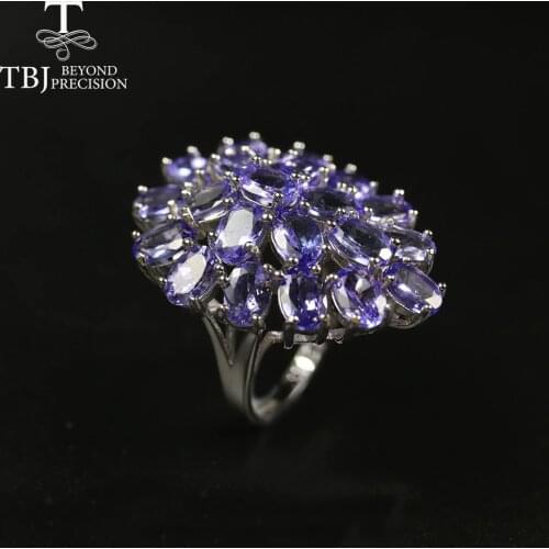 TBJ,Luxuy Gemstone Ring natural 11ct blue tanzanite gemstone jewlery oval cut 4*6mm 12 piece 925 sterling silver fine jewelry