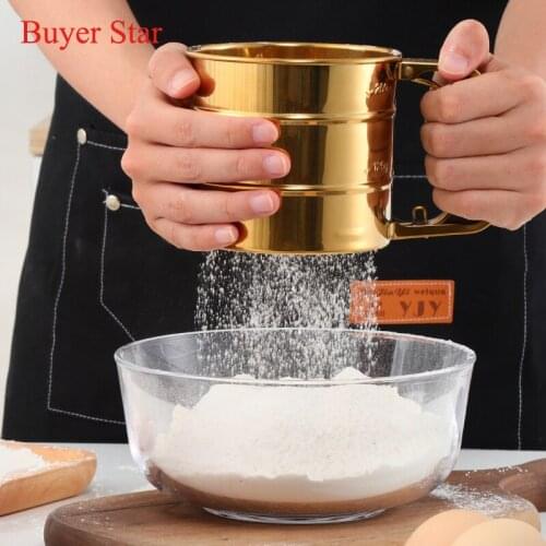 1PC Hand-held Stainless Steel Flour Sieve Cup Powder Sieve Mesh Baking Kitchen Gadget For Cakes Hand-screened Sugar Mesh Sieve
