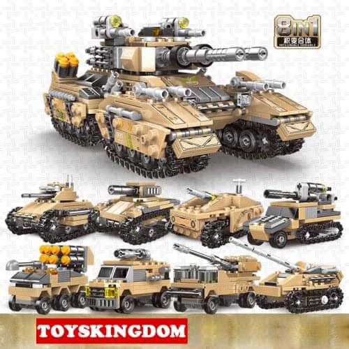 Modern military game Command & Conquer 8in1 Emperor tank batisbricks building block Armored radar Missile vehicle jeeps ww2 toys