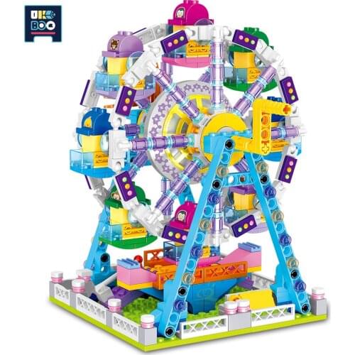 UKBOO Outdoor Playground Ferris wheel Mini City Game Model Building Blocks Micro Street View Architecture Bricks Toys For Child