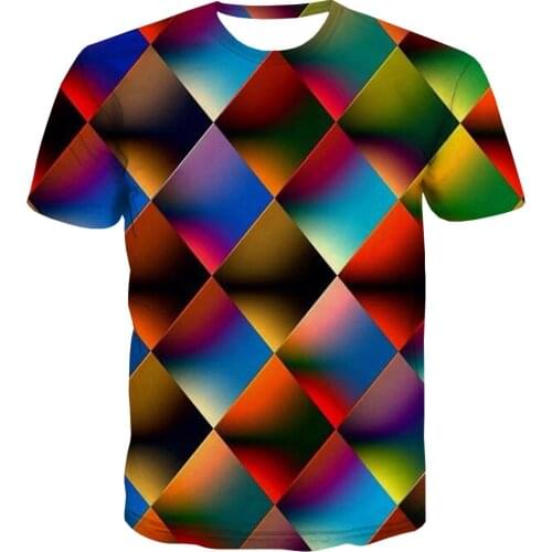 UNEY Graphic T Shirt Tees 3D Paint US Size Shirt Color block Tshirt Men/Woman Square Short Sleeve Round neck Tops La Tees
