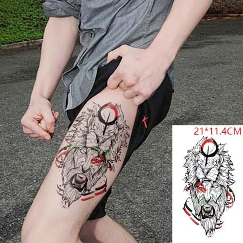 Waterproof Temporary Tattoo Stickers Lion Animal Moon Fake Tatto Flash Tatoo Arm Back Leg Body Art for Women Men