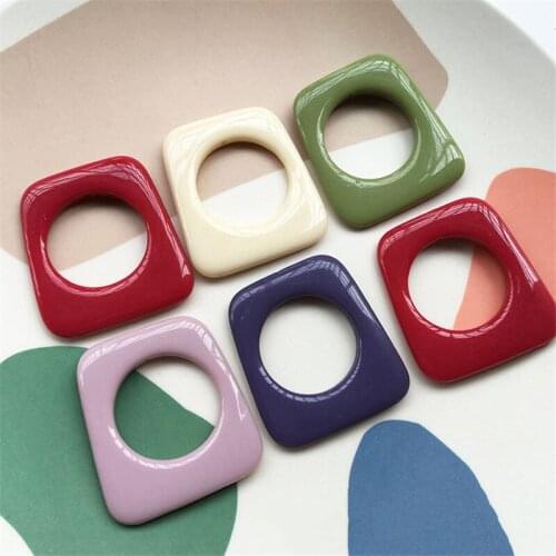 DIY Jewelry Findings Ornament Accessory Solid Colors Geometry Square Big Hole Resin Plastic Necklace Earring Pendant Charms