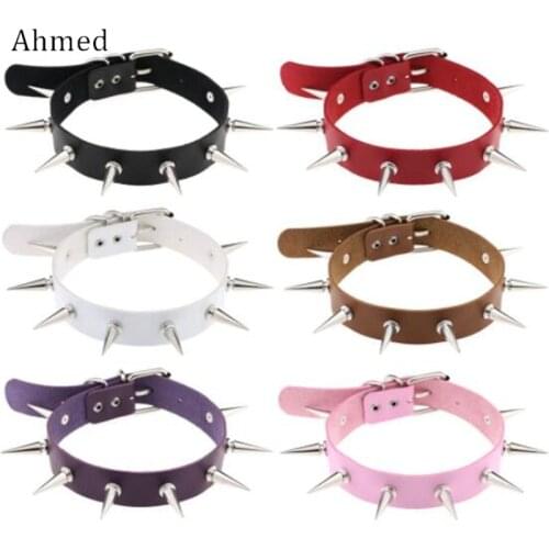 Ahmed Harajuku Punk Rivet Choker Belt Necklace for Women Pu Leather Chocker Necklace for Women Party Club Sexy Girl Jewelry