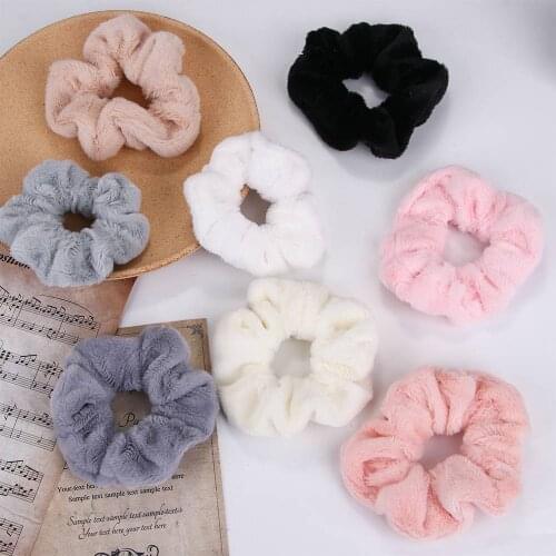 1pcs Winter Warm Soft Cute Plush Scrunchie Women Girls Elastic Hair Rubber Bands Accessories Tie Hair Ring Rope Holder Headdress