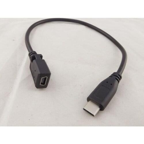10pcs USB 3.1 Type C Male Plug to Mini USB Female Adapter Data Charger Sync Cable 27cm